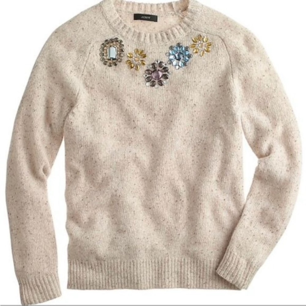 J Crew Lambswool Blend Jeweled Donegal Pullover Speckled Knit Sweater Size XXS - Picture 5 of 5